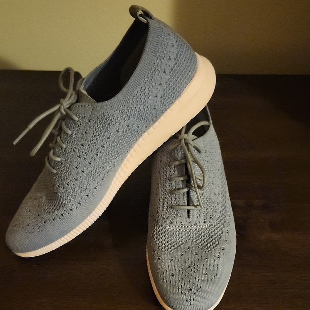 Cole Haan Light Gray Knit Lace-Up Flats - Picture 3 of 4